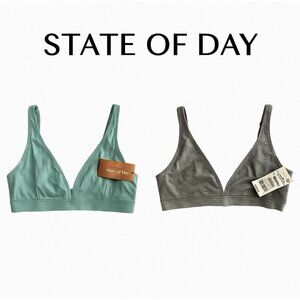 State of Day Intimates – Bundle of 2 Canton & Pewter Heath Soft Bralettes SMALL